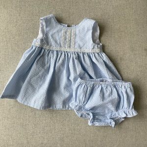 Baby Girl Blue Seersucker Dress 3-6m
